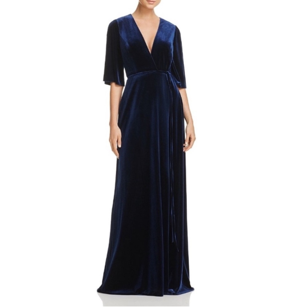 Aidan Mattox velvet wrap gown